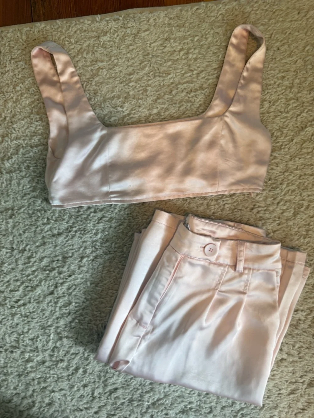Princess Polly Huxley Satin Two Piece Set Dusty Pink Size 6
